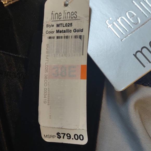 5. Fine Lines 4-Way Convertible Bustier Bra Corset Metallic Gold Black 38E - Picture 6 of 8